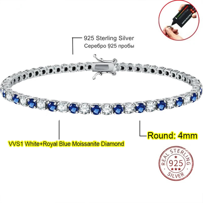 Real Moissanite Tennis Bracelet for Women Men 3.0mm with Certificates 925 Sterling Silver