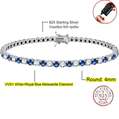 Real Moissanite Tennis Bracelet for Women Men 3.0mm with Certificates 925 Sterling Silver