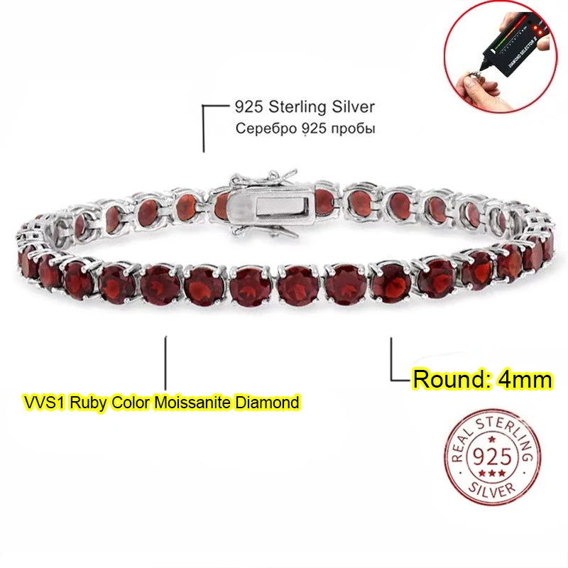 Real Moissanite Tennis Bracelet for Women Men 3.0mm with Certificates 925 Sterling Silver