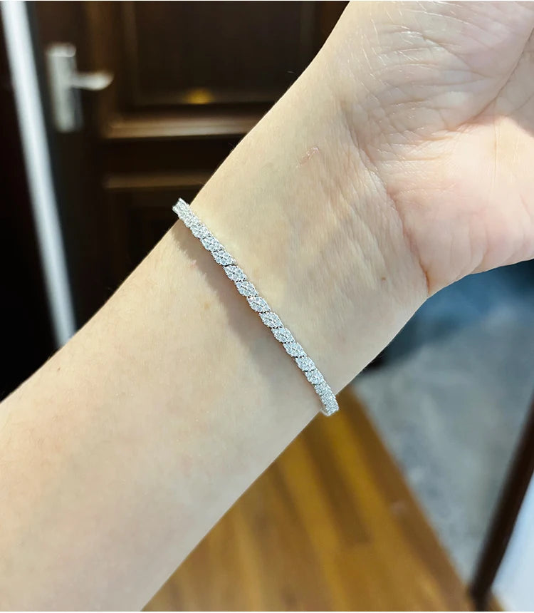 Full Moissanite Tennis Bracelets S925 Silver Sparkling Diamond Women Men Party Wedding Bangles Jewelry Gifts GRA Certified