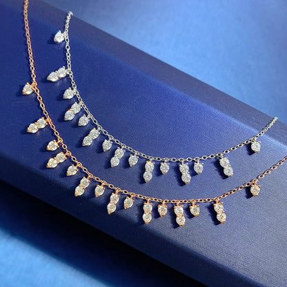 Moissanite Necklaces for Women GRA Certified 3mm D VVS1 Round Brilliant Cut Moissanite Dainty Necklace 925 Sterling Silver Chain