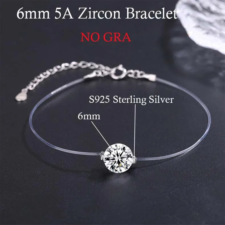 Moissanite Bracelet Transparent Fishing Line 925 Sterling Silver Bracelets for Women Lab Diamond GRA Certified Jewelry