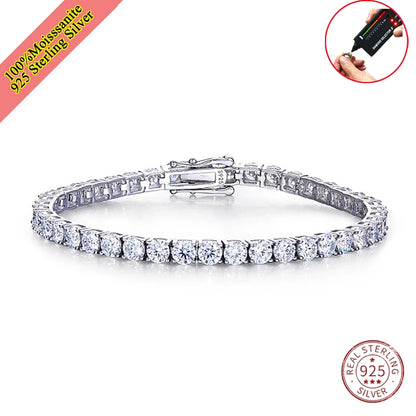 Real Moissanite Tennis Bracelet for Women Men 3.0mm with Certificates 925 Sterling Silver