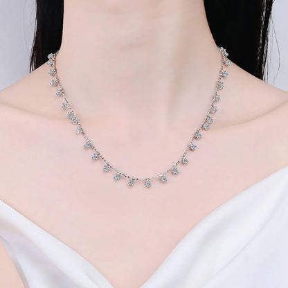 3mm 4mm D Color Moissanite Necklace For Women Gift 100% S925 Sterling Silver Plated 18K Sparkling Gypsophila Neck Chain