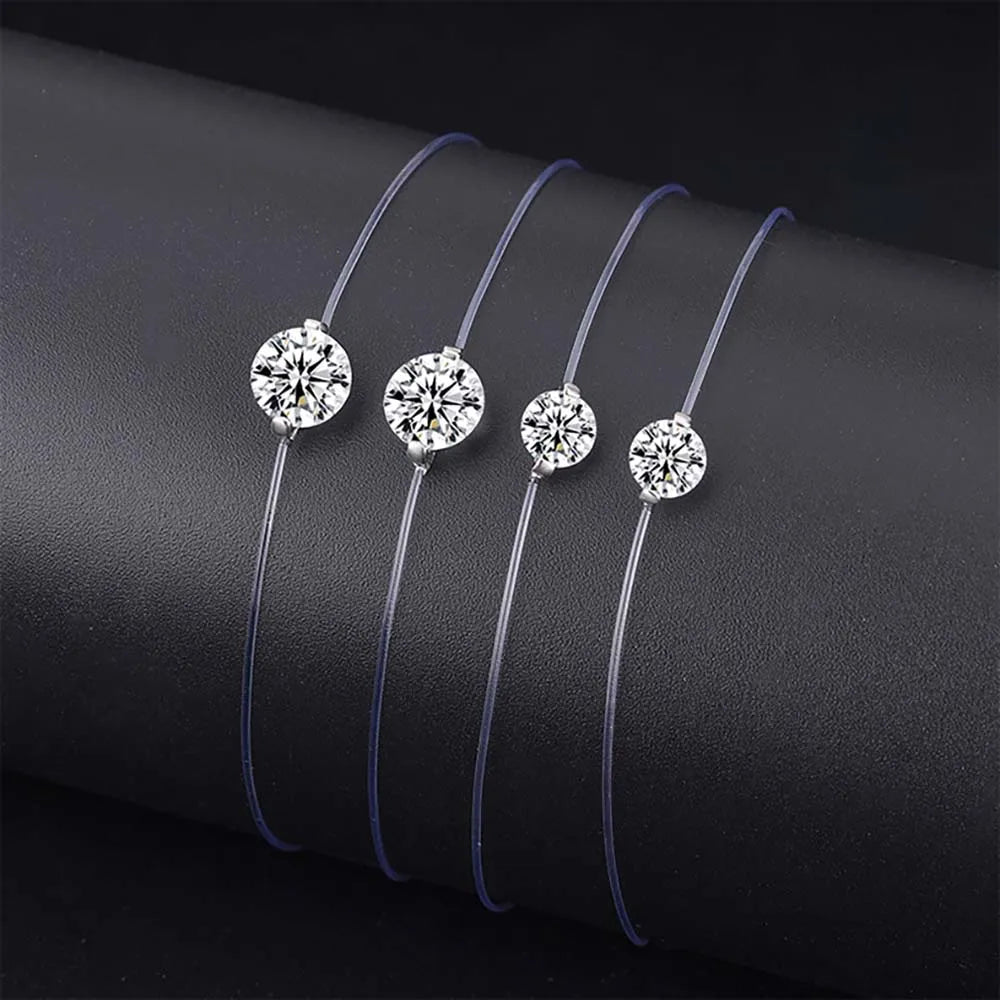 Moissanite Bracelet Transparent Fishing Line 925 Sterling Silver Bracelets for Women Lab Diamond GRA Certified Jewelry