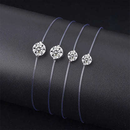 Moissanite Bracelet Transparent Fishing Line 925 Sterling Silver Bracelets for Women Lab Diamond GRA Certified Jewelry
