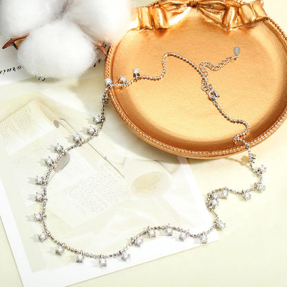 3mm 4mm D Color Moissanite Necklace For Women Gift 100% S925 Sterling Silver Plated 18K Sparkling Gypsophila Neck Chain