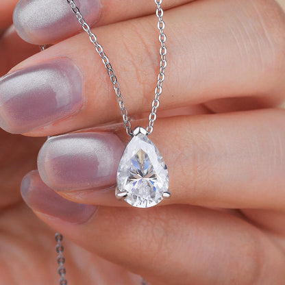 MUXIFC 1-4CT Pear Cut Moissanite Pendant Necklace for Women Water Drop Lab Diamond Neckchain with Certificate 925 Silver Jewely