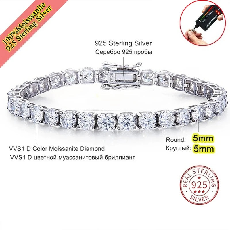 Real Moissanite Tennis Bracelet for Women Men 3.0mm with Certificates 925 Sterling Silver