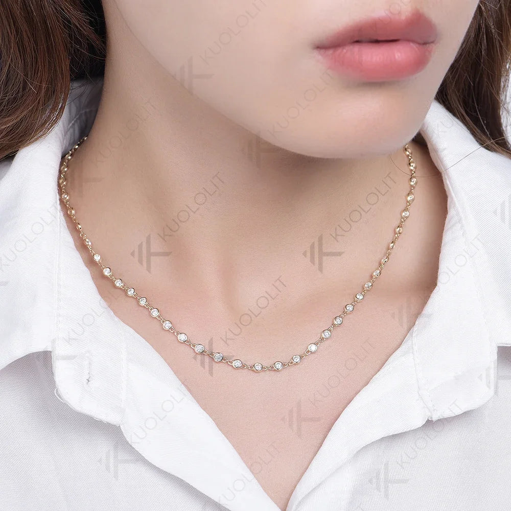 3.5CTW Moissanite Necklaces for Women Men Solid 14K 10K Gold 925 Silver Chain Tennis Necklace for Engagement Christmas