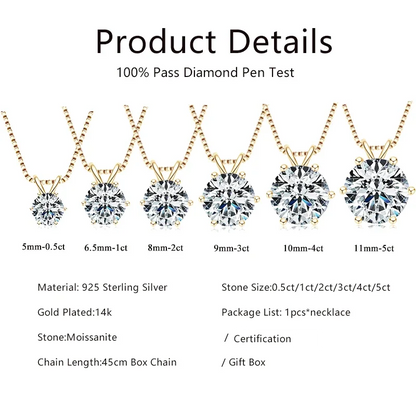 0.5ct-5ct Moissanite Pendant Necklace With Certificate For Women Original Real 925 Silver Chain Solitaire Drop Necklaces