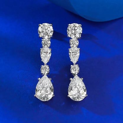 Diamond earrings on a blue background