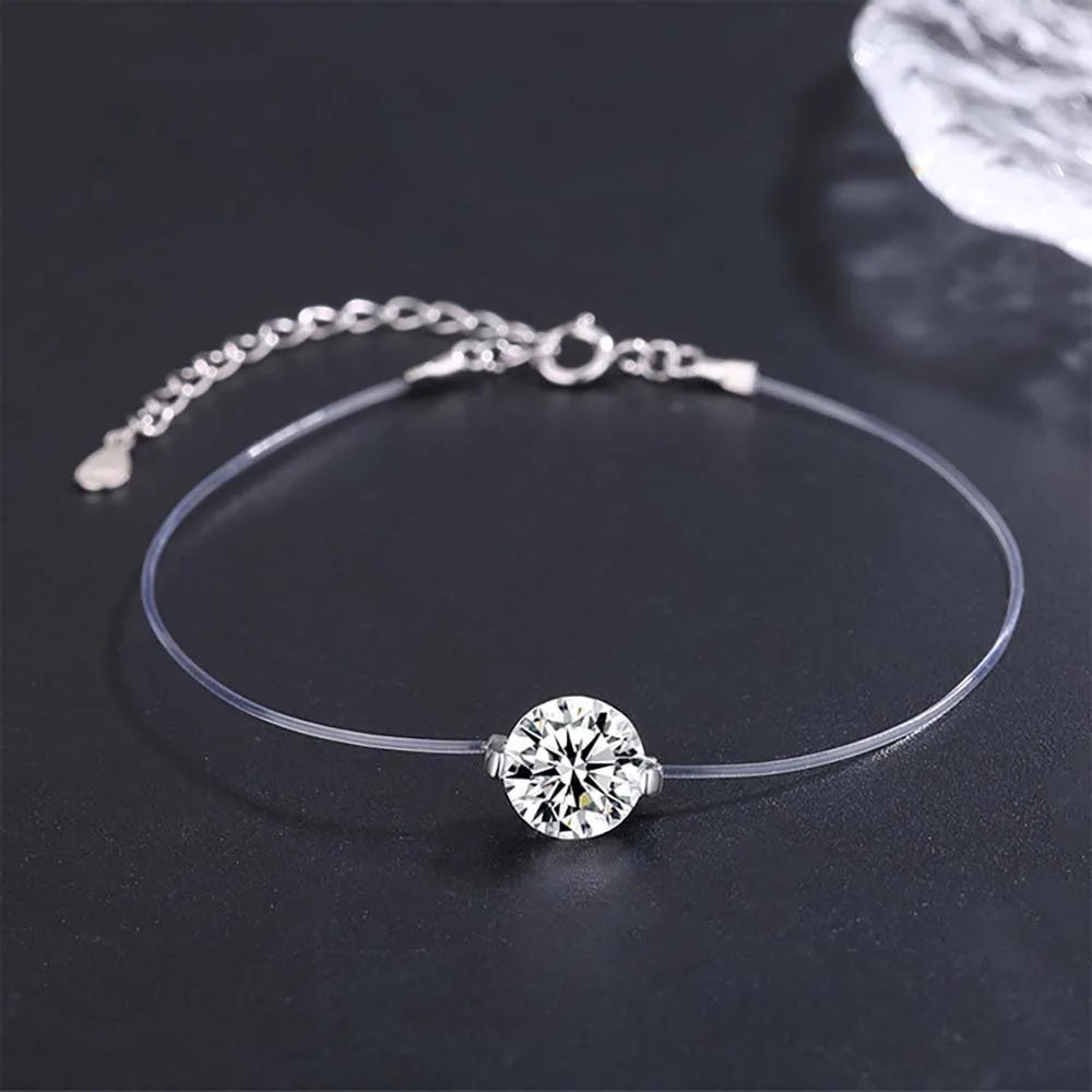 Moissanite Bracelet Transparent Fishing Line 925 Sterling Silver Bracelets for Women Lab Diamond GRA Certified Jewelry