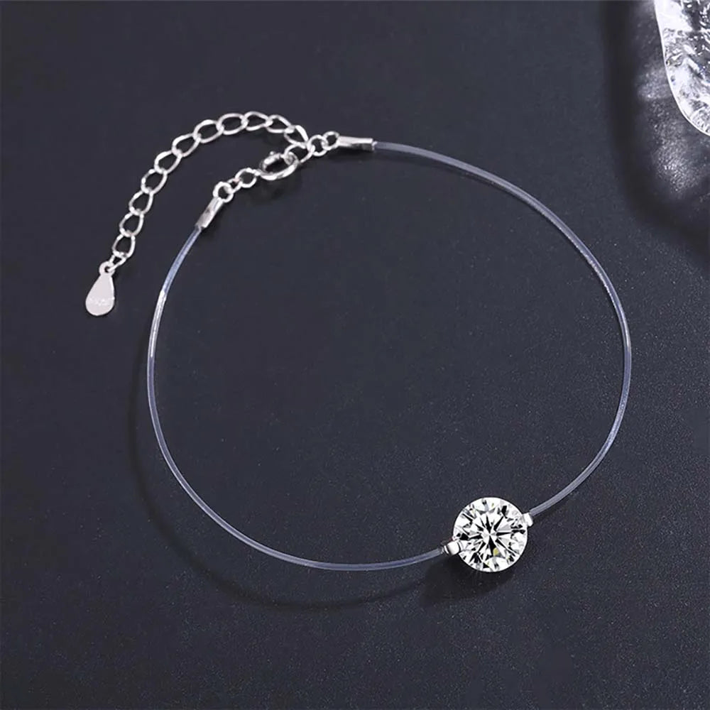 Moissanite Bracelet Transparent Fishing Line 925 Sterling Silver Bracelets for Women Lab Diamond GRA Certified Jewelry