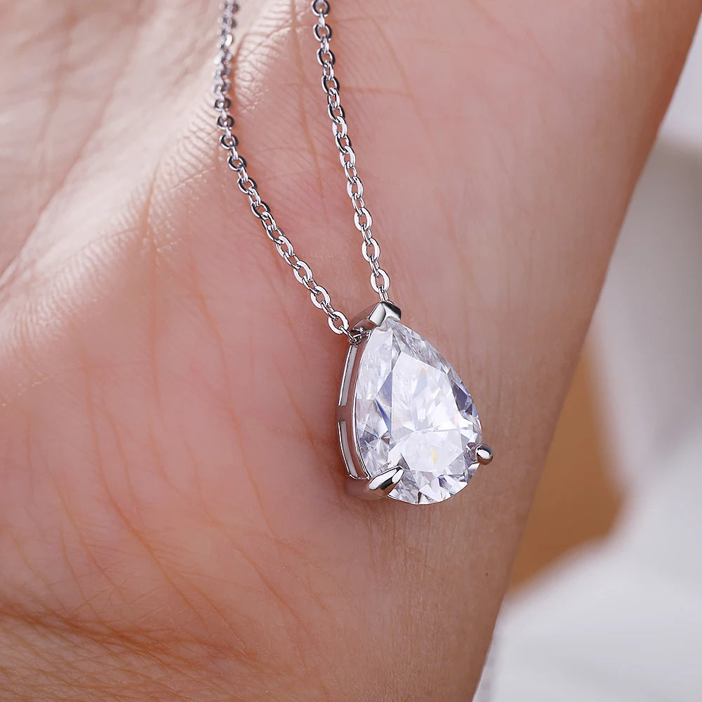 MUXIFC 1-4CT Pear Cut Moissanite Pendant Necklace for Women Water Drop Lab Diamond Neckchain with Certificate 925 Silver Jewely