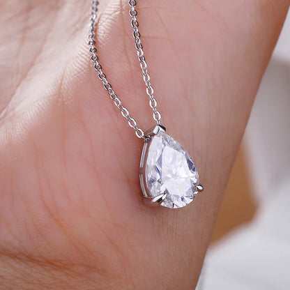 MUXIFC 1-4CT Pear Cut Moissanite Pendant Necklace for Women Water Drop Lab Diamond Neckchain with Certificate 925 Silver Jewely