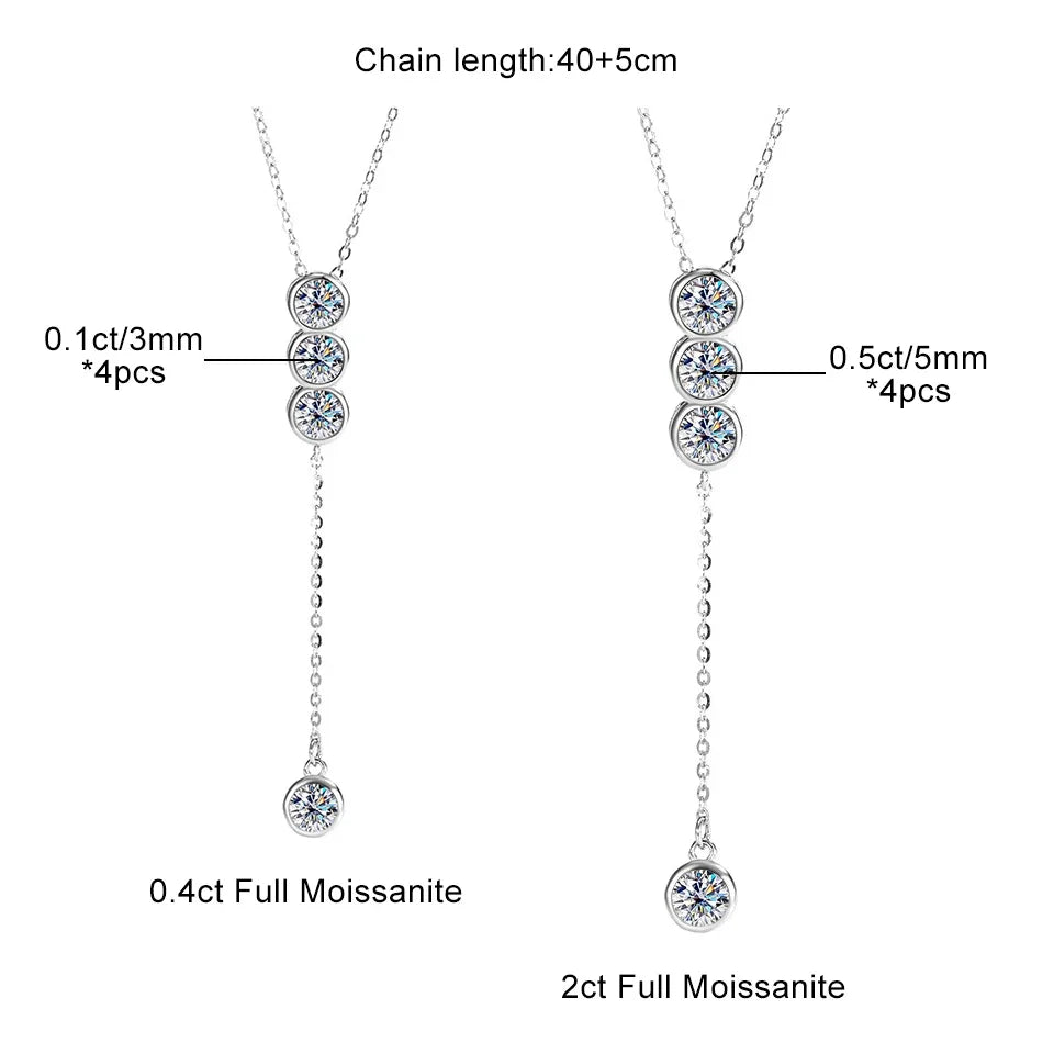 3mm/5mm Full Moissanite Necklace for Girls Classic Bubble Clavicular Chain 925 Sterling Silver Party Fine Jewelry Gift