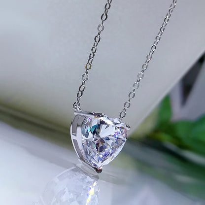 GRA Certificate 2/4 Carat Heart Shape Moissanite Necklace for Women Solitaire Heart Cut Pendant 925 Sterling Silver Neck Chain