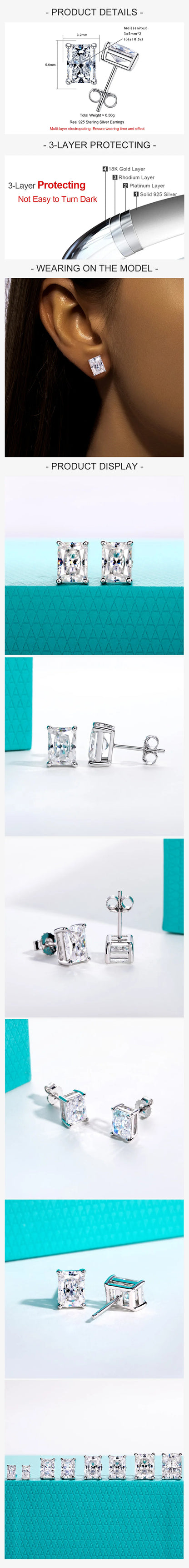 Collection of earrings with close-up views on a white background