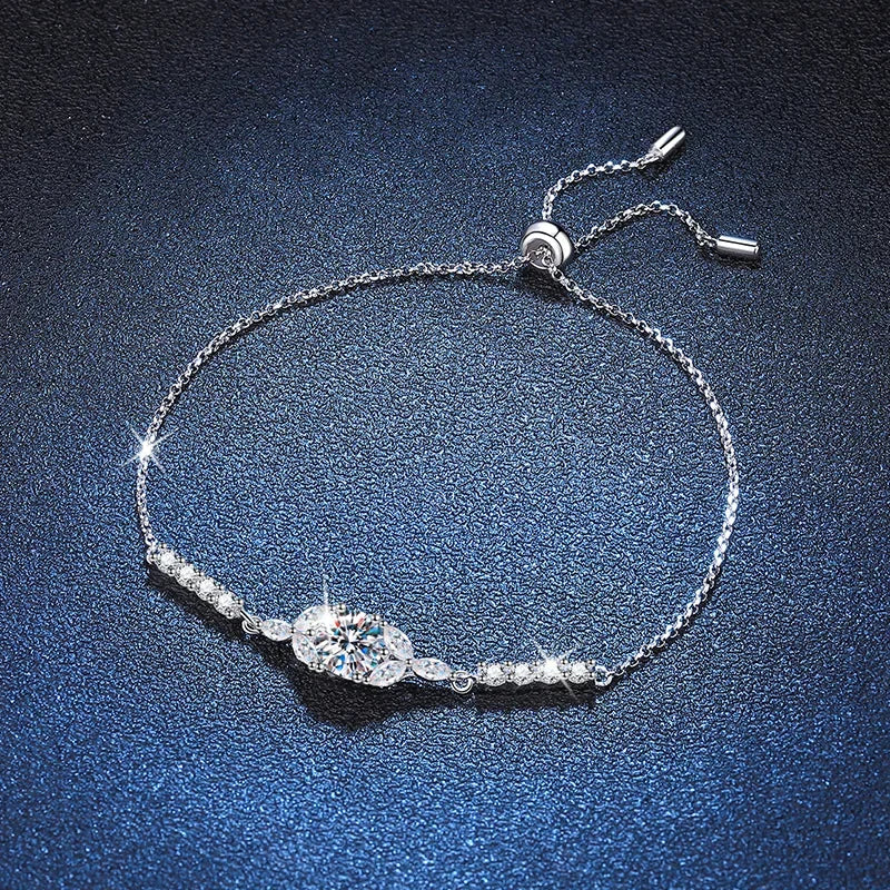 100% Real GRA Certified 1CT Moissanite Bracelet for Women Girl S925 Sterling Silver Diamond Link Bracelets Fine Jewelry