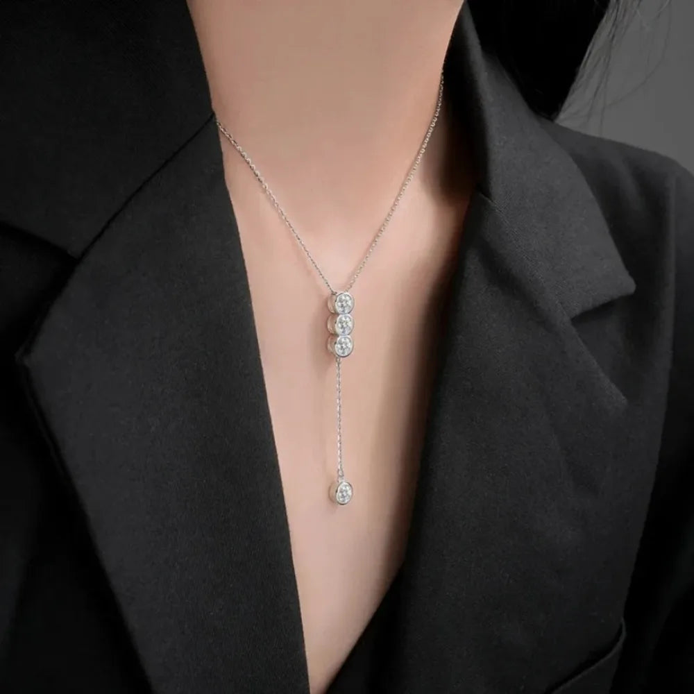 3mm/5mm Full Moissanite Necklace for Girls Classic Bubble Clavicular Chain 925 Sterling Silver Party Fine Jewelry Gift