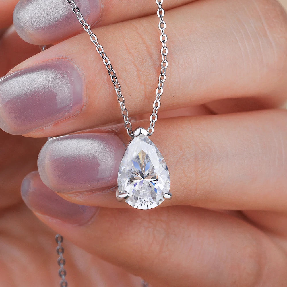 MUXIFC 1-4CT Pear Cut Moissanite Pendant Necklace for Women Water Drop Lab Diamond Neckchain with Certificate 925 Silver Jewely