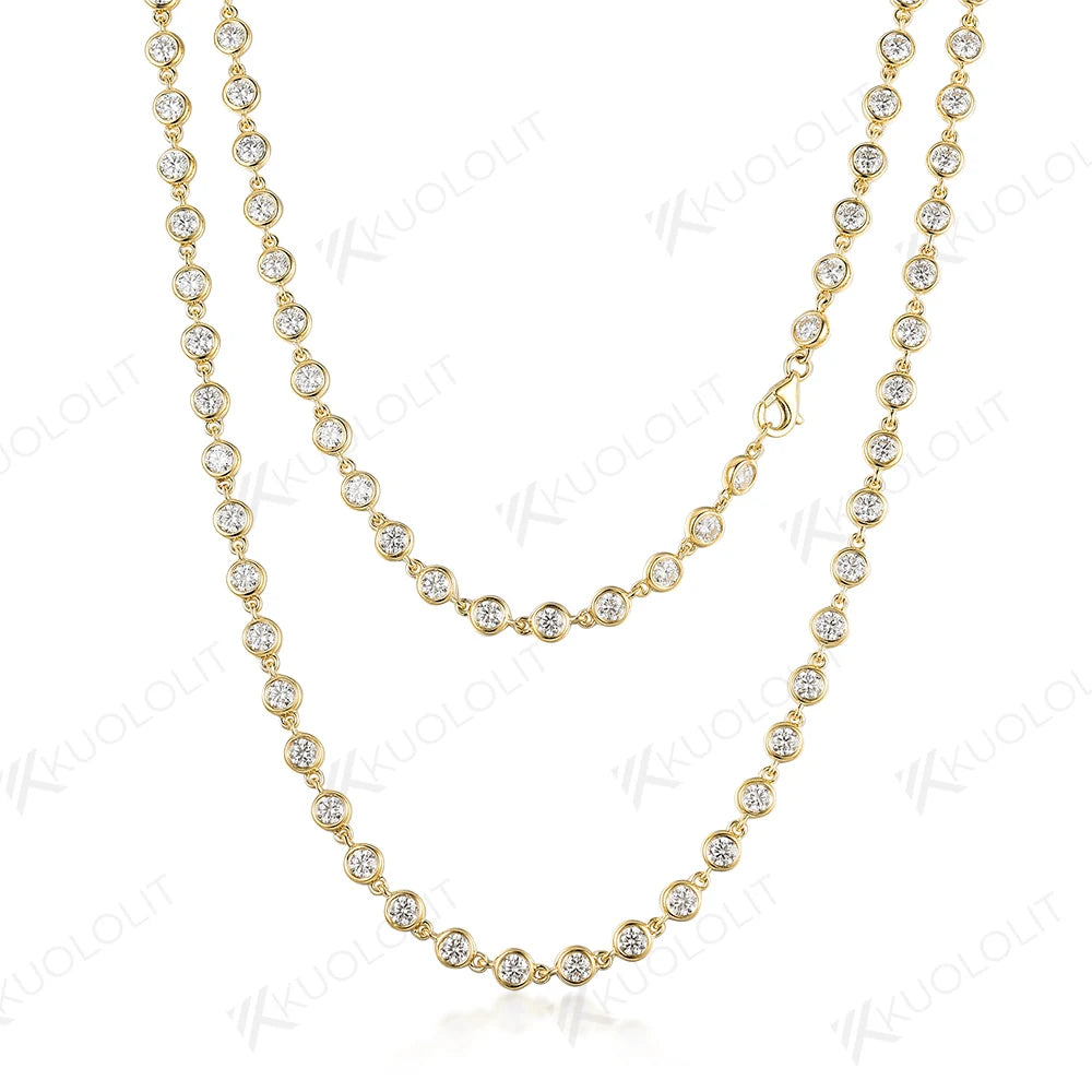 Solid Gold Moissanite Necklace For Women 14K 10K 9K Gold 925 Silver Chain Necklace for Engagement Christmas Gifts