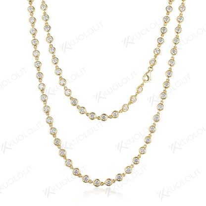 Solid Gold Moissanite Necklace For Women 14K 10K 9K Gold 925 Silver Chain Necklace for Engagement Christmas Gifts