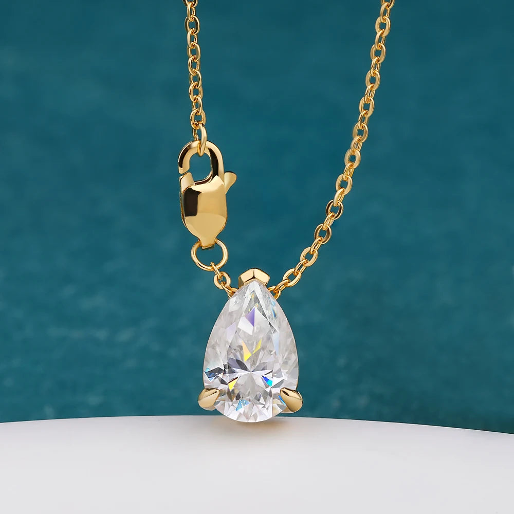 MUXIFC 1-4CT Pear Cut Moissanite Pendant Necklace for Women Water Drop Lab Diamond Neckchain with Certificate 925 Silver Jewely