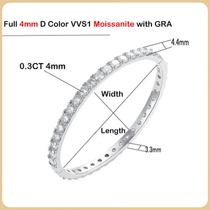 GRA Certified D Color 4mm 0.3CT Full Moissanite Tennis Bracelet Bangle For Women S925 Sterling Silver Diamond Bracelets
