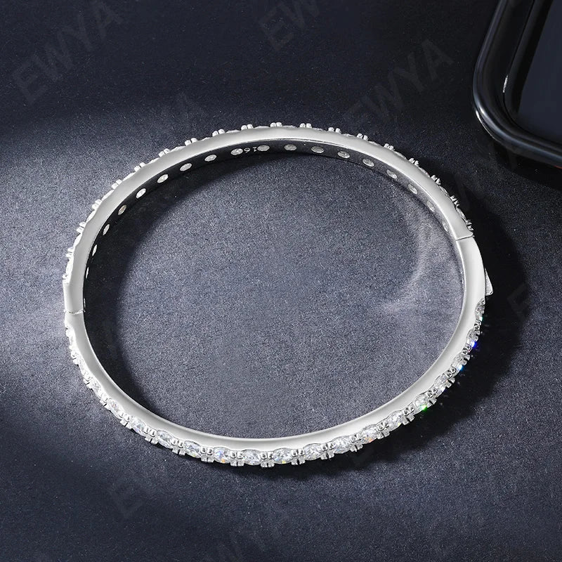 GRA Certified D Color 4mm 0.3CT Full Moissanite Tennis Bracelet Bangle For Women S925 Sterling Silver Diamond Bracelets