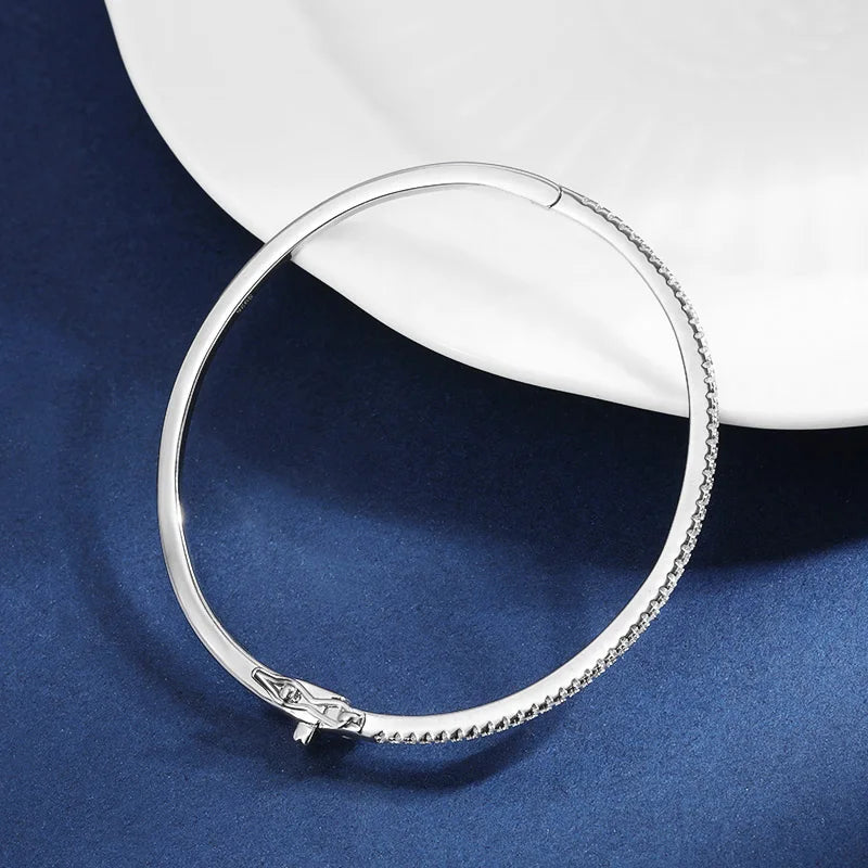 2mm D Color Moissanite Bangle For Women S925 Sterling Silver 18k White Gold Plated Diamond Bracelet Fine Jewelry Pulseras