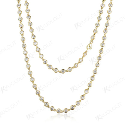 Solid Gold Moissanite Necklace For Women 14K 10K 9K Gold 925 Silver Chain Necklace for Engagement Christmas Gifts