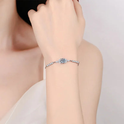 100% Real GRA Certified 1CT Moissanite Bracelet for Women Girl S925 Sterling Silver Diamond Link Bracelets Fine Jewelry