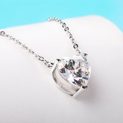 GRA Certificate 2/4 Carat Heart Shape Moissanite Necklace for Women Solitaire Heart Cut Pendant 925 Sterling Silver Neck Chain