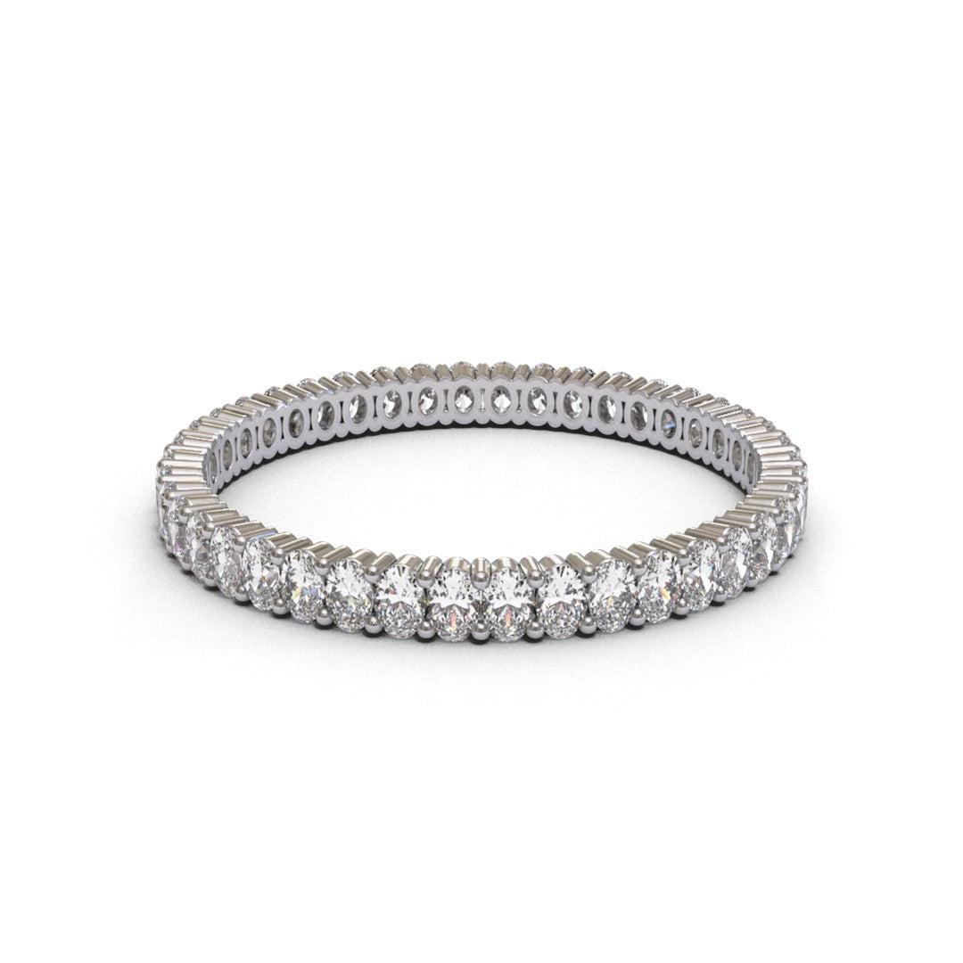 Eternity Oval 2 Claws Full Pave 18K White Gold 2mm band