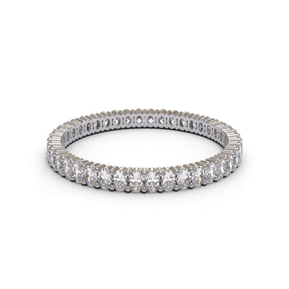 Eternity Oval 2 Claws Full Pave 18K White Gold 2mm band