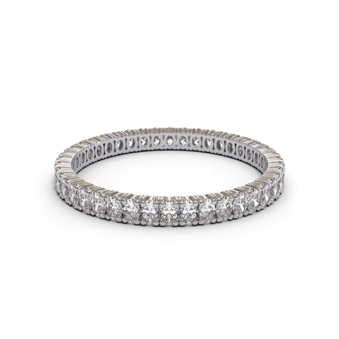 Eternity Oval 4 Claws Full Pave 18K White Gold 2mm band