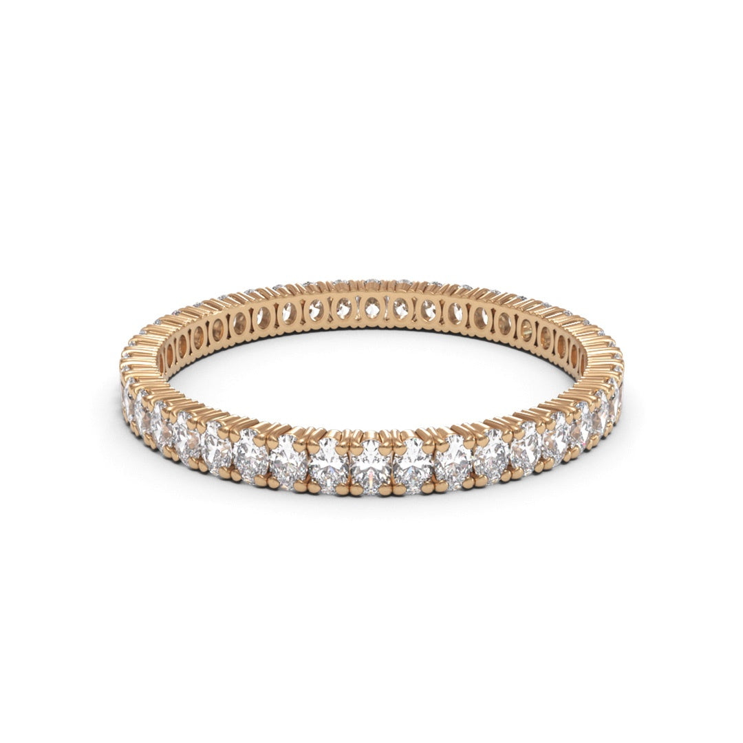 Eternity Oval 4 Claws Full Pave 18K White Gold 2mm band