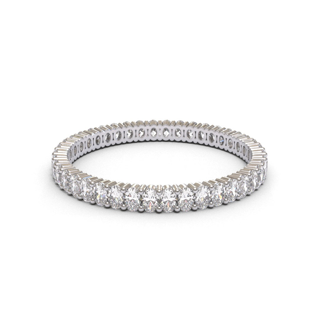 Eternity Oval 2 Claws Full Pave 18K White Gold 3mm band