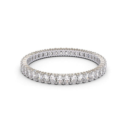 Eternity Oval 2 Claws Full Pave 18K White Gold 2mm band