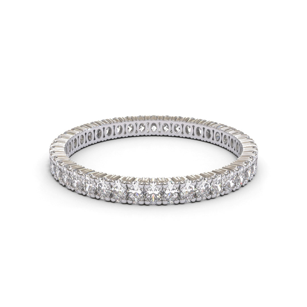 Eternity Oval 4 Claws Full Pave 18K White Gold 2mm band
