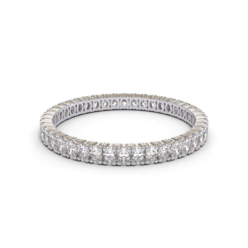 Eternity Oval 4 Claws Full Pave 18K White Gold 3mm band