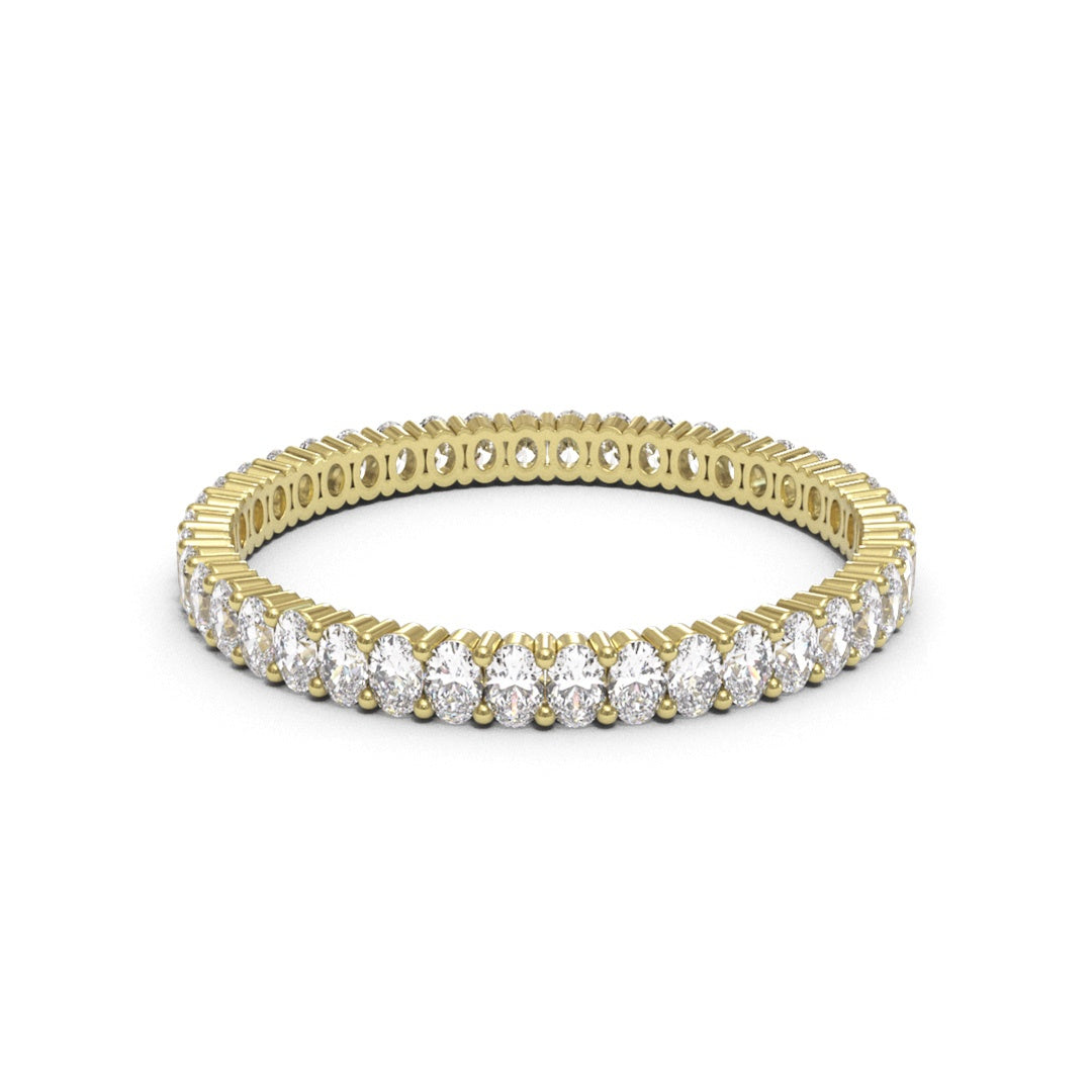 Eternity Oval 2 Claws Full Pave 18K White Gold 3mm band