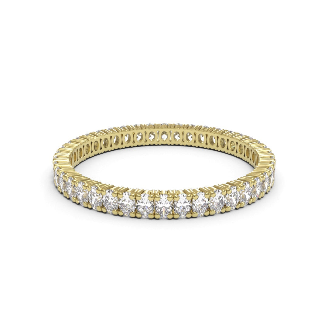 Eternity Oval 4 Claws Full Pave 18K White Gold 2mm band