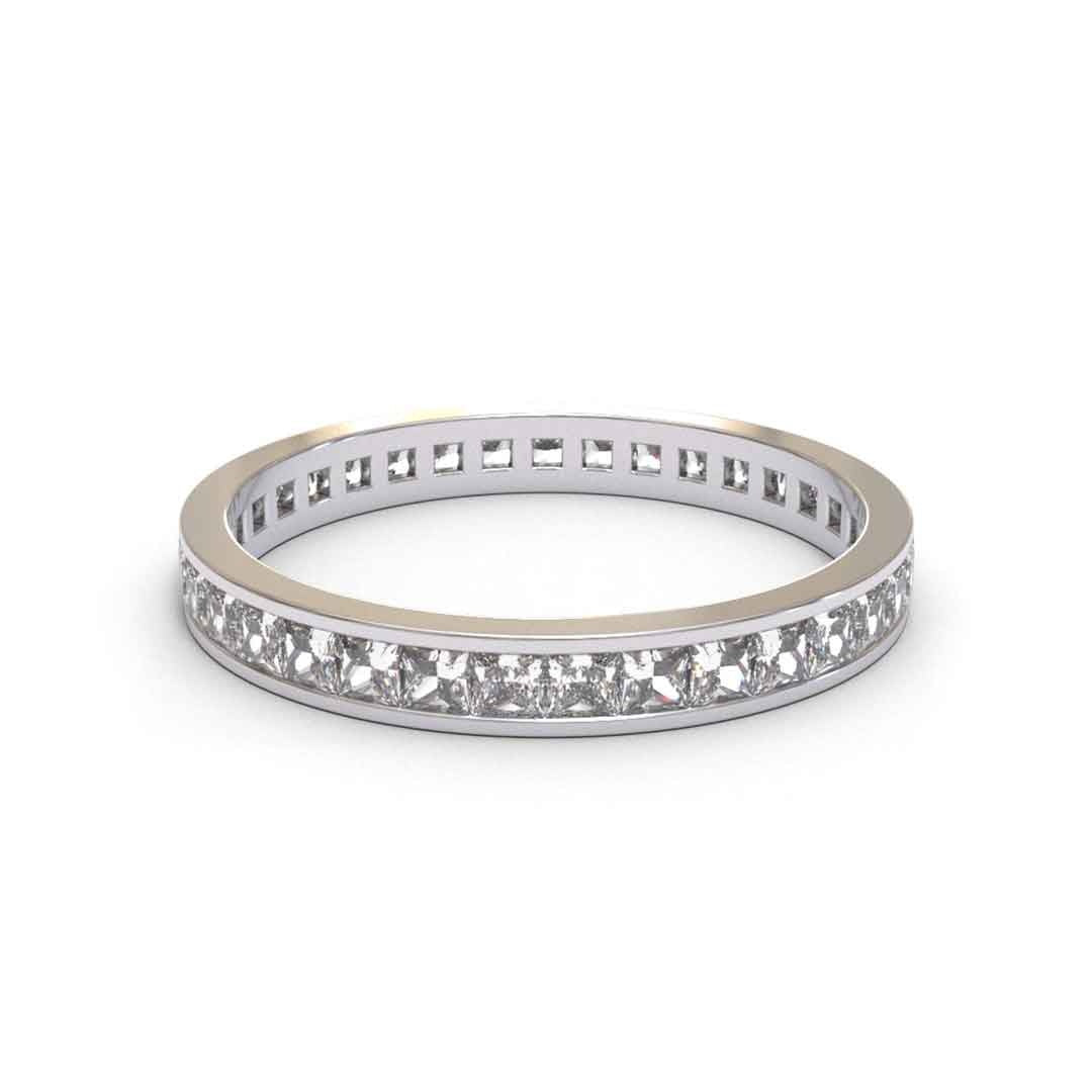 Princess Channel Eternity Full Pave 18K White Gold 2.6mm band