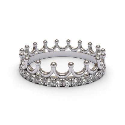 Crown Eternity Full Pave 18K White Gold 4.4mm wide
