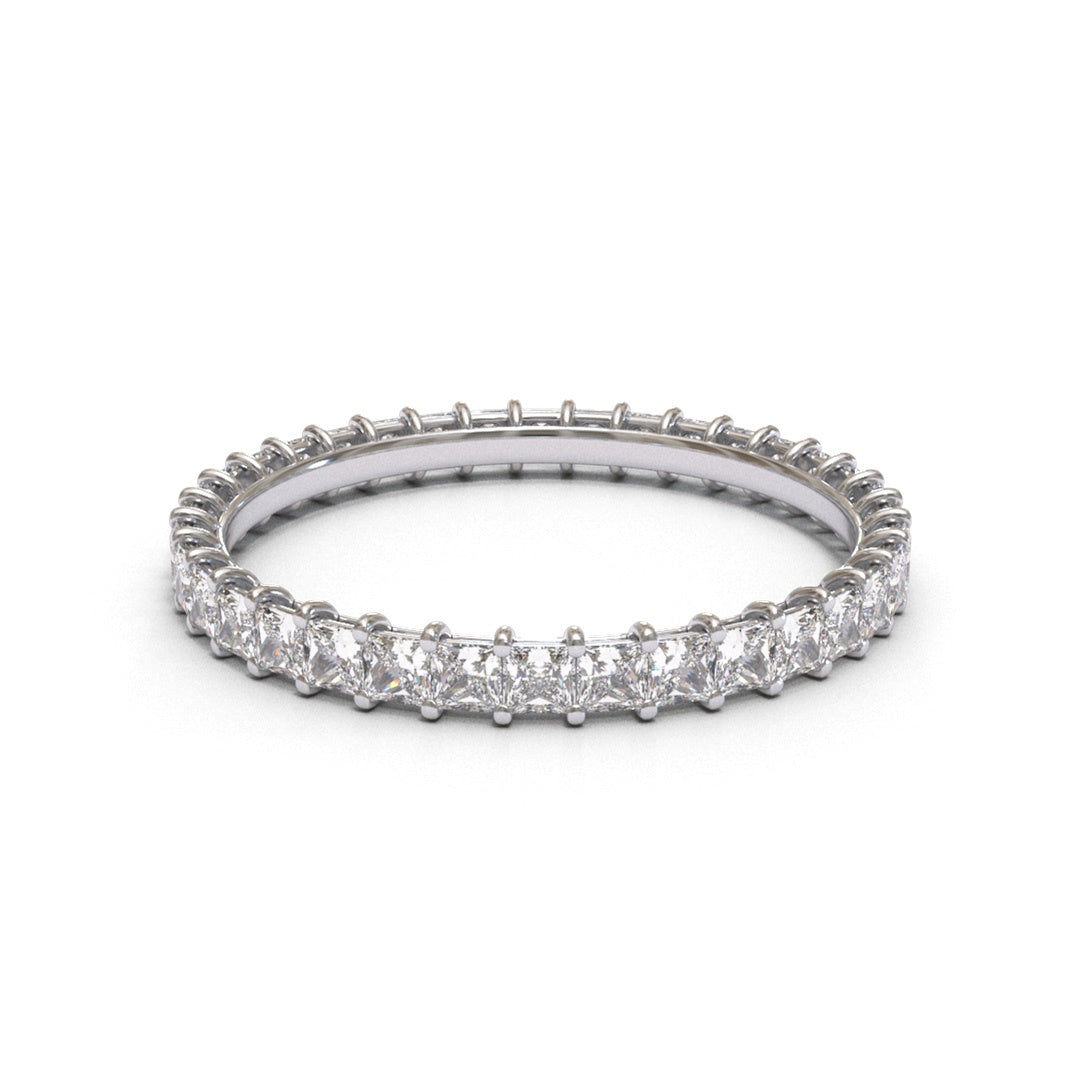 Princess Claw Eternity Full Pave 18K White Gold 2.2mm band