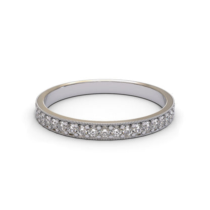 Millgrain Full Pave Eternity 18K White Gold 2mm band
