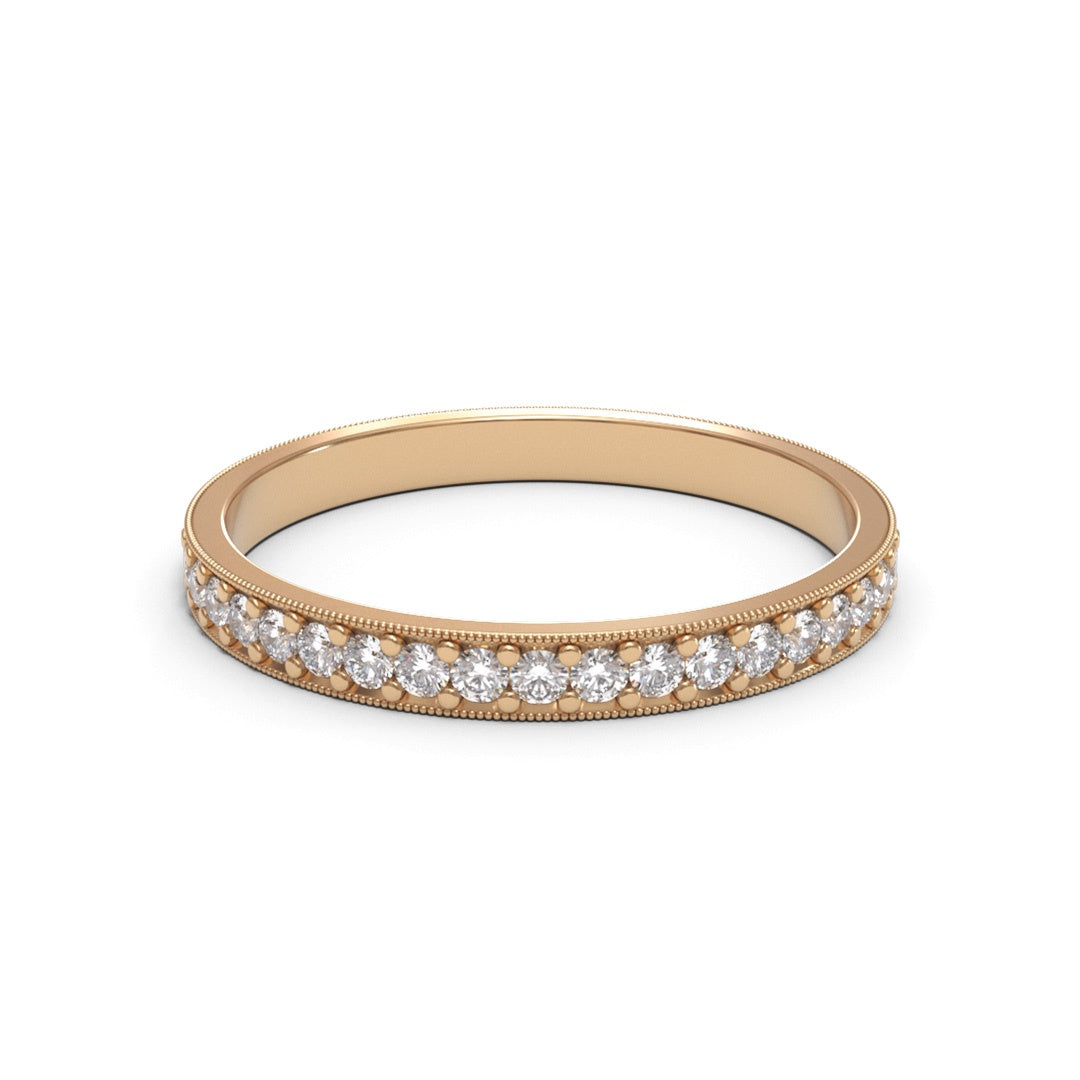 Millgrain Full Pave Eternity 18K White Gold 2mm band